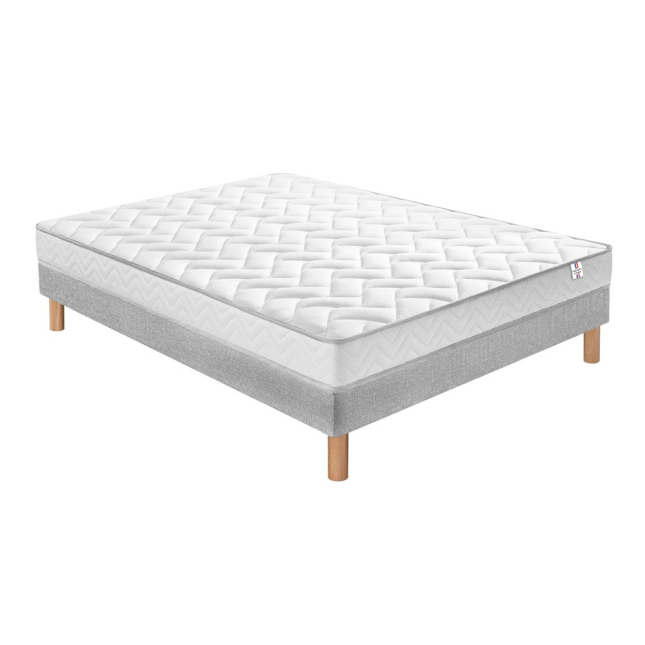 Ensemble Matelas Douces Nuits Mawi Mousse 25 kg/m3 + Sommier Base Ferme 120x190