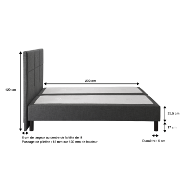 Sommier Epeda Enchanteur Boxspring 3 en 1 Gris Chiné