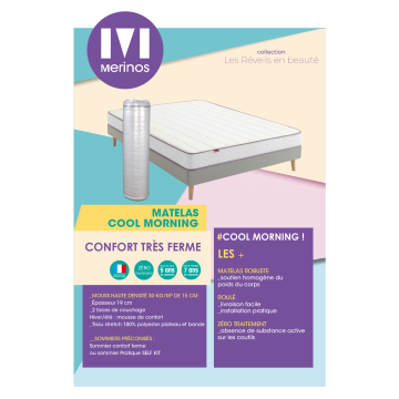 Matelas Merinos Cool Morning - Mousse Haute Densité
