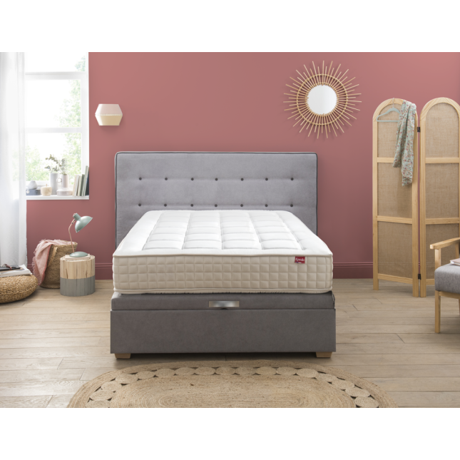 Ensemble Lit Coffre Epeda HERCULE 2 en 1 - Velours Gris Souris Ensemble Lit Coffre Epeda HERCULE 2 en 1 - Velours Gris Souris