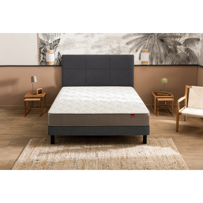 Ensemble Epeda Dépaysant + Sommier Confort Ferme 180x200 - Double Sommier