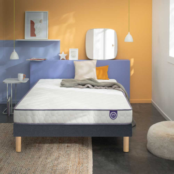 Ensemble matelas et sommier Luxury Literie Ensemble Matelas 140x200 cm,  Patriote, 27 cm, ressorts ensachés, ferme, face été/hiver + sommier beige  ep20cm + oreiller + couette + Tête de Lit