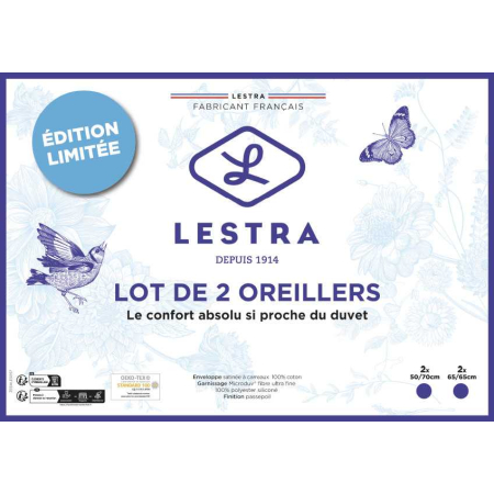 Lot 2 Oreillers Lestra Fjord MICRODUV 