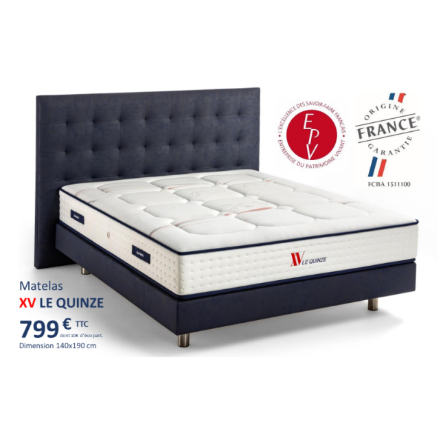 Matelas Duvivier Le XV - 1408 Ressorts Ensachés Matelas Duvivier Le XV - 1408 Ressorts Ensachés