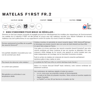 Ensemble Simmons FIRST FR.2 + Sommier Confort Ferme