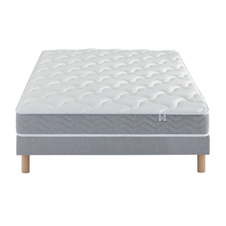 Ensemble Matelas Douces Nuits Remory 667 ressorts ensachés + 2 cm Viscoélastique + Sommier Base Ferme