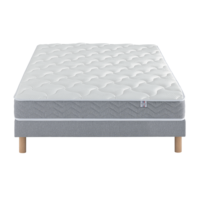 Ensemble Matelas Douces Nuits Remory 667 ressorts ensachés + 2 cm Viscoélastique + Sommier Base Morpho