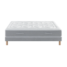 Ensemble Matelas Douces Nuits Mirage Mousse HR 35kg/m3 + Viscoélastique + Sommier Base Ferme