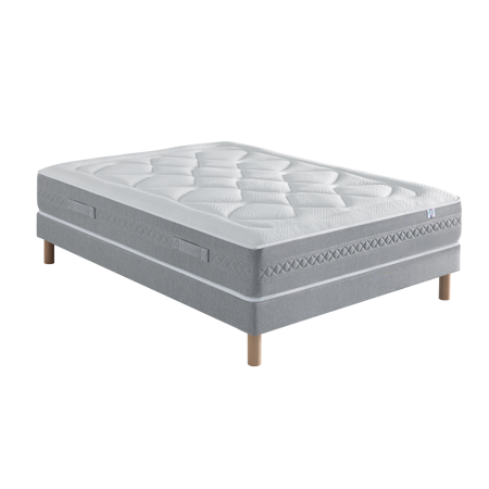 Ensemble Matelas Douces Nuits Mirage Mousse HR 35kg/m3 + Viscoélastique + Sommier Morpho