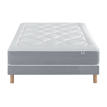 Ensemble Matelas Douces Nuits Mirage Mousse HR 35kg/m3 + Viscoélastique + Sommier Morpho