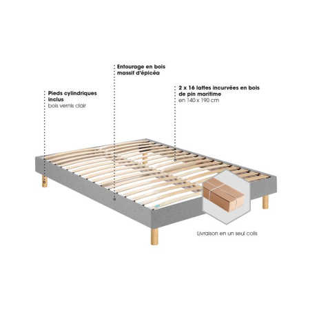 Sommier démontable Merinos SELF KIT - Chiné Gris Clair
