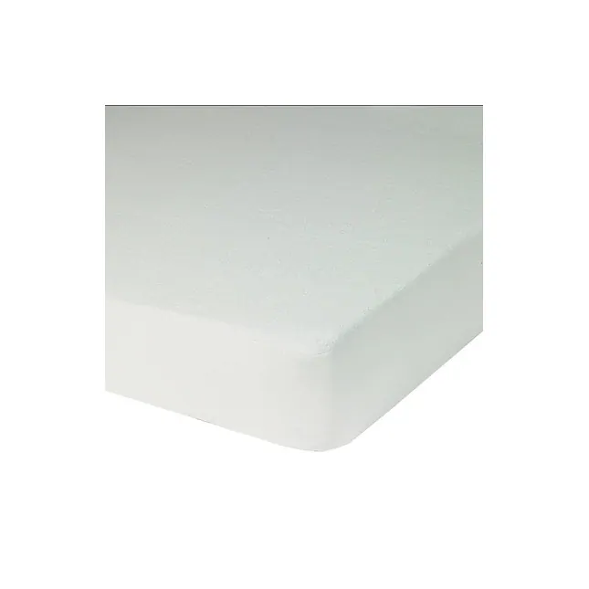 protège matelas uni blanc bouclette coton/polyester imperméable 180x200