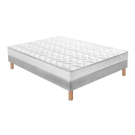 Ensemble Matelas Douces Nuits Mawi Mousse 25 kg/m3 + Sommier Base Ferme