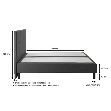 Sommier Epeda Enchanteur Boxspring 3 en 1 Gris Chiné