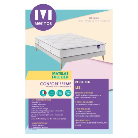 Matelas Merinos Full Bed - 651 Ressorts ensachés