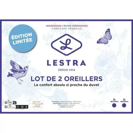 Lot 2 Oreillers Lestra Fjord MICRODUV 