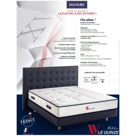 Matelas Duvivier Le XV - 1408 Ressorts Ensachés